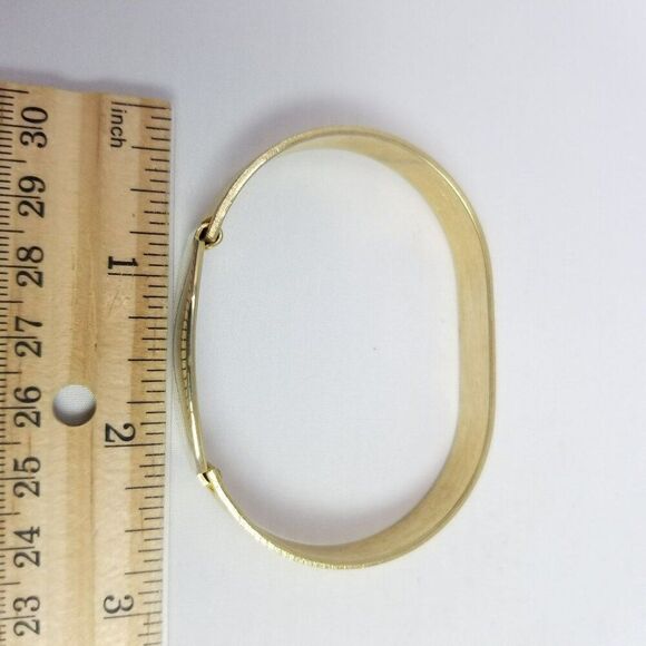 Vintage Gold Tone Bangle Bracelet with Blank ID Panel Front, Front Clasp, Estate - Picture 4 of 5